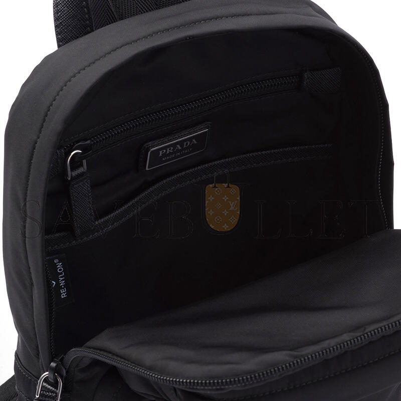 Pra*a re-nylon and saffiano leather backpack 2vz105 (31*20*5cm)